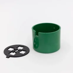 Tortoise-Unknown, Japan Vintage*112 60'S, Plastic Ashtray With Cast Iron Lid - Green