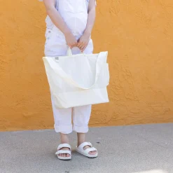 TORTOISE-yellow paper Anunfold Bags & Wallets*Anunfold Side Pocket Tote Bag - White