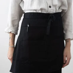 TORTOISE-yellow paper Cooking*Hakui Short Waist Apron - Black