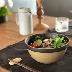 SAIKAI (Hasami) Bowl - Round*Hpb047 - Deep Round Bowl Black O 7.3/8"