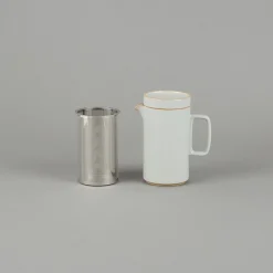 SAIKAI (Hasami) Coffee & Tea*Hpm037 - Teapot Tall With Stainless Strainer Gloss Gray O 3.3/8"