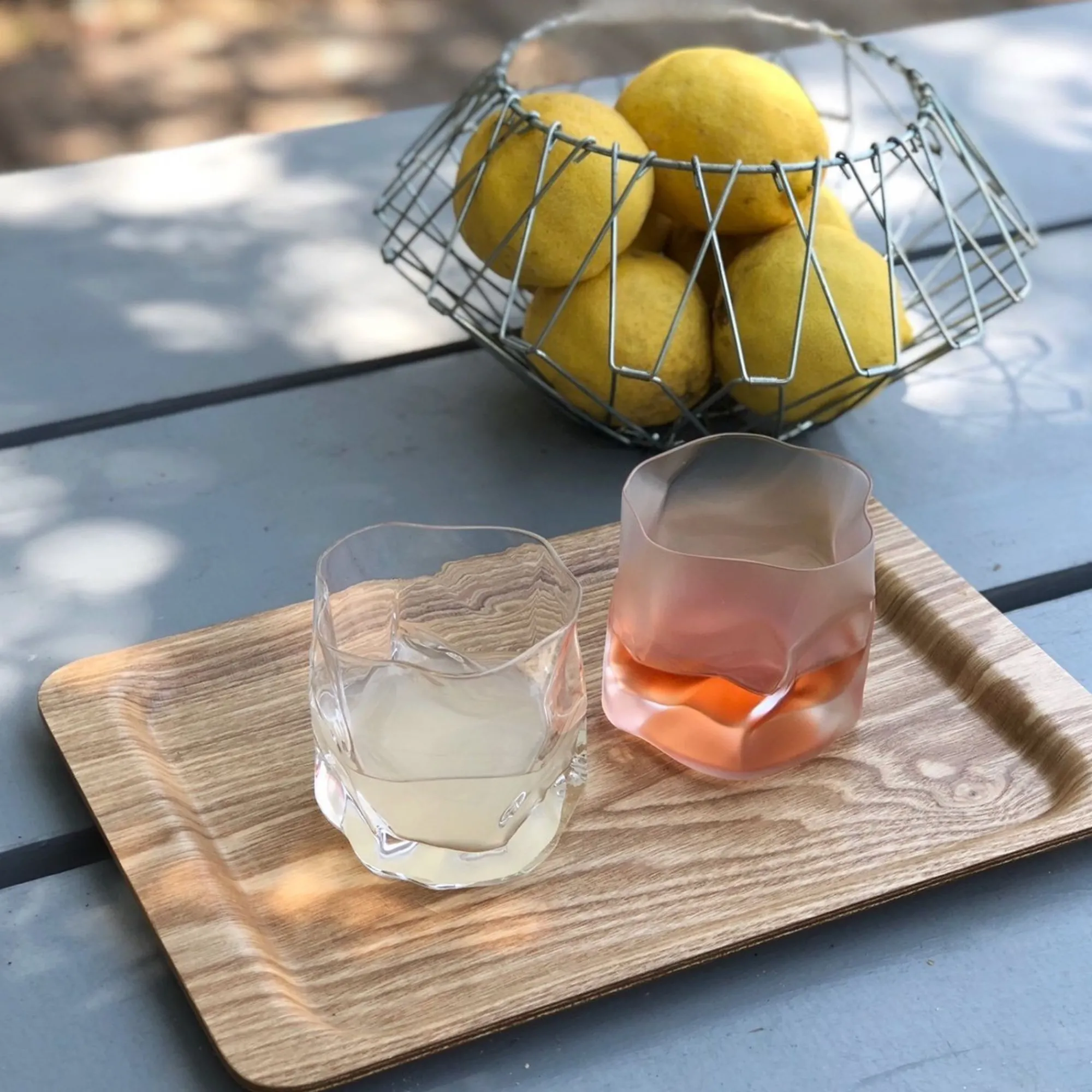 TORTOISE-yellow paper Kimura Glass Drinking*Kimura Crumple Glass - Frosted