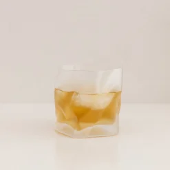 TORTOISE-yellow paper Kimura Glass Drinking*Kimura Crumple Glass - Frosted