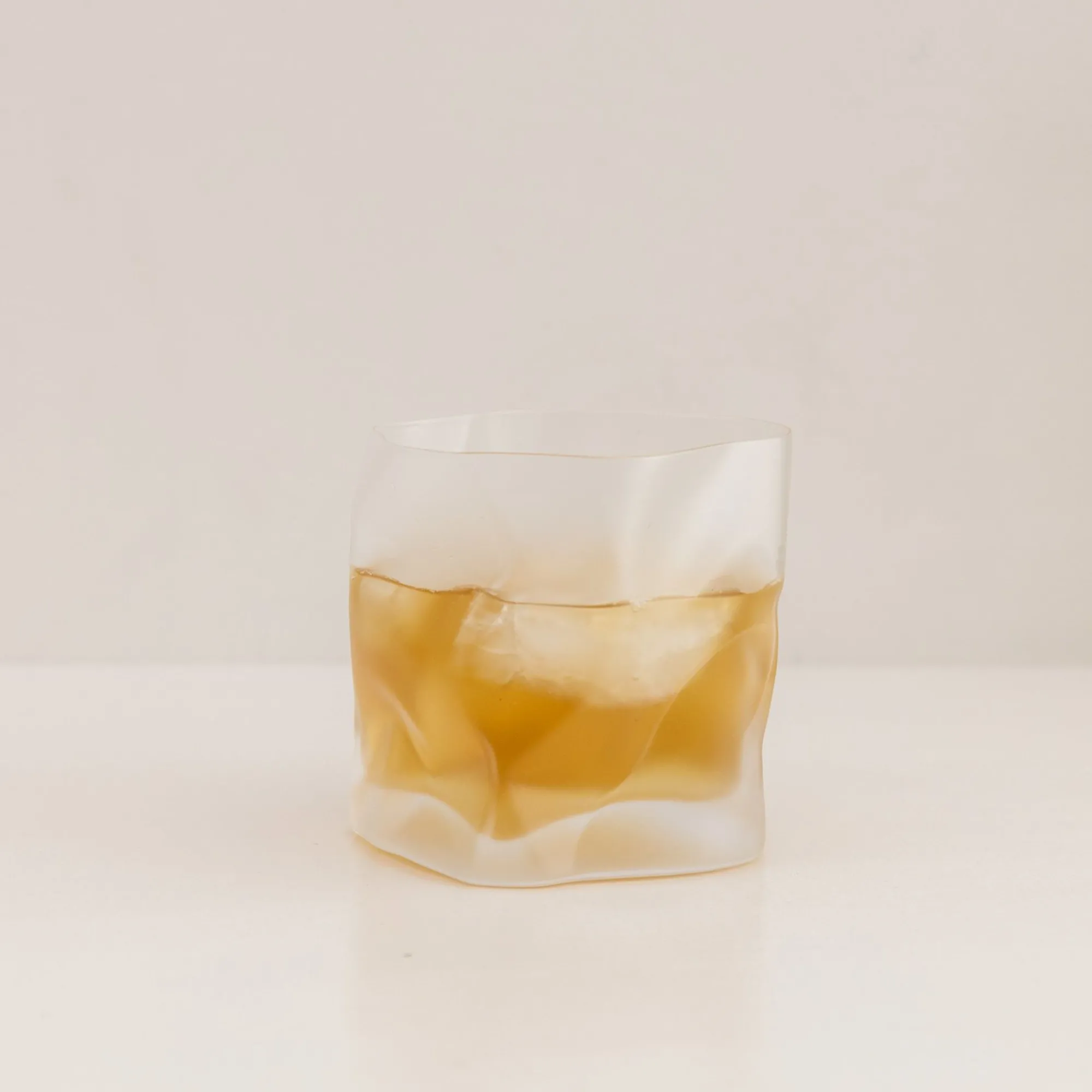 TORTOISE-yellow paper Kimura Glass Drinking*Kimura Crumple Glass - Frosted