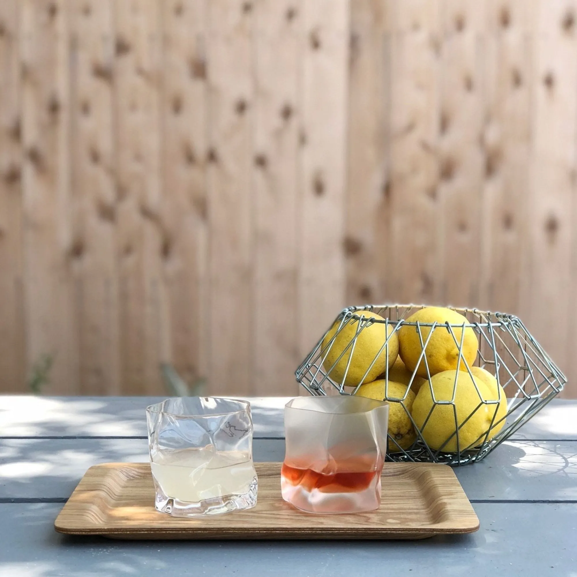 TORTOISE-yellow paper Kimura Glass Drinking*Kimura Crumple Glass - Frosted