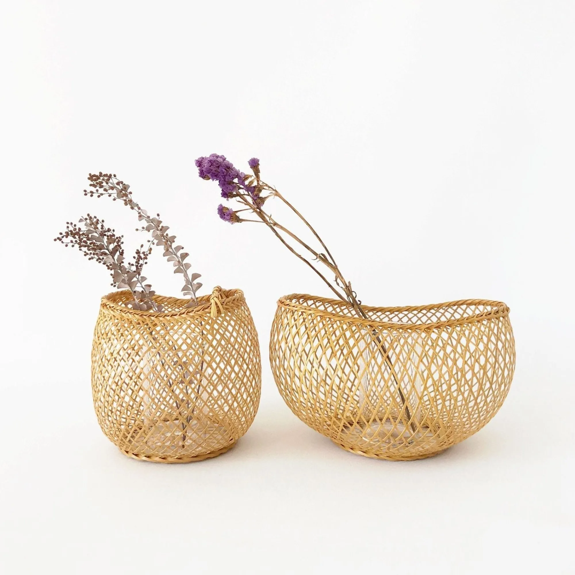 TORTOISE-yellow paper Kosuga Home Decor*Kosuga Bamboo Flower Baskets - Mayu And Oboro