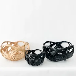 TORTOISE-yellow paper Kosuga Home Decor*Kosuga Bamboo Shikainami Baskets