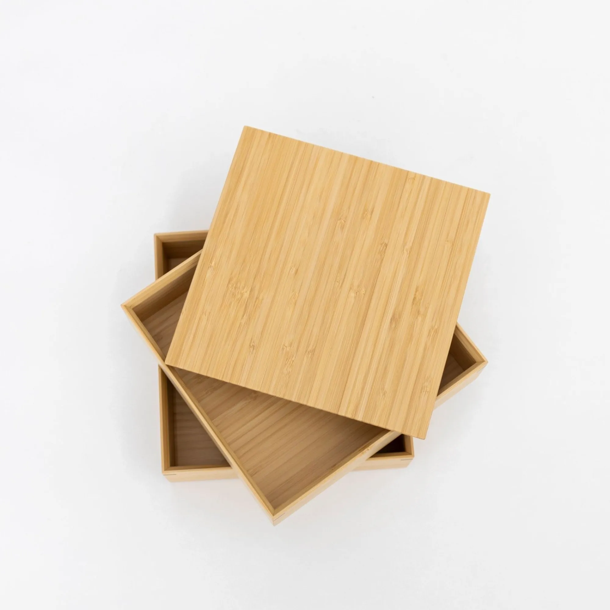 TORTOISE-yellow paper Kosuga Serving*Kosuga Bamboo Tiered Square Lunch Box Set