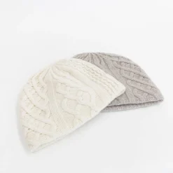 TORTOISE-yellow paper Small Accessories*Mature Ha Slant Cutting Knit Cap Aran
