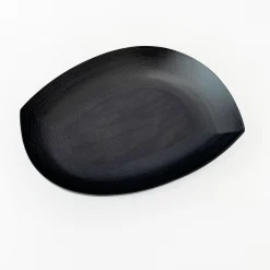 TORTOISE-yellow paper Bunaco Serving*No Waste Bunaco Leaf Shaped Plate - Black