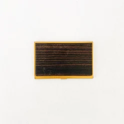 TORTOISE-yellow paper Office*Picus Brass & Wood Card Case