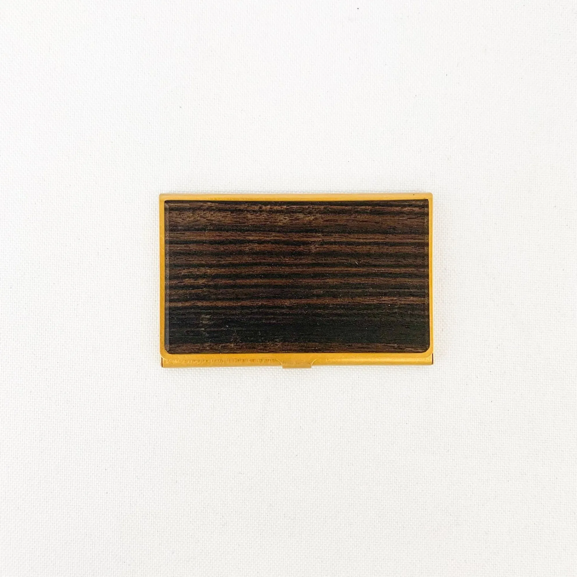 TORTOISE-yellow paper Office*Picus Brass & Wood Card Case