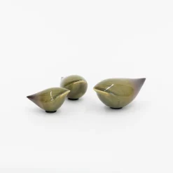 TORTOISE-yellow paper Home Decor*Rie Ito'S Ceramic Oval Birds