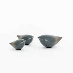 TORTOISE-yellow paper Home Decor*Rie Ito'S Ceramic Oval Birds