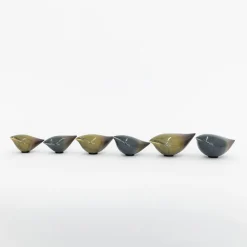 TORTOISE-yellow paper Home Decor*Rie Ito'S Ceramic Oval Birds