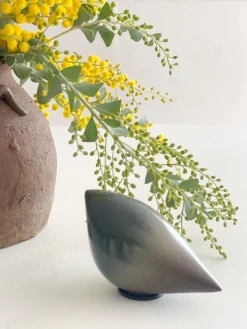 TORTOISE-yellow paper Home Decor*Rie Ito'S Ceramic Oval Birds