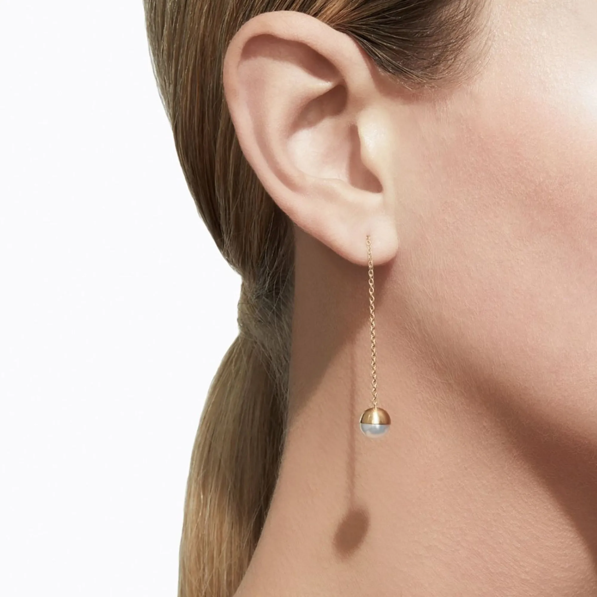 Tortoise-Shihara Jewelry*Shihara Half Pearl Chain Earring 0°