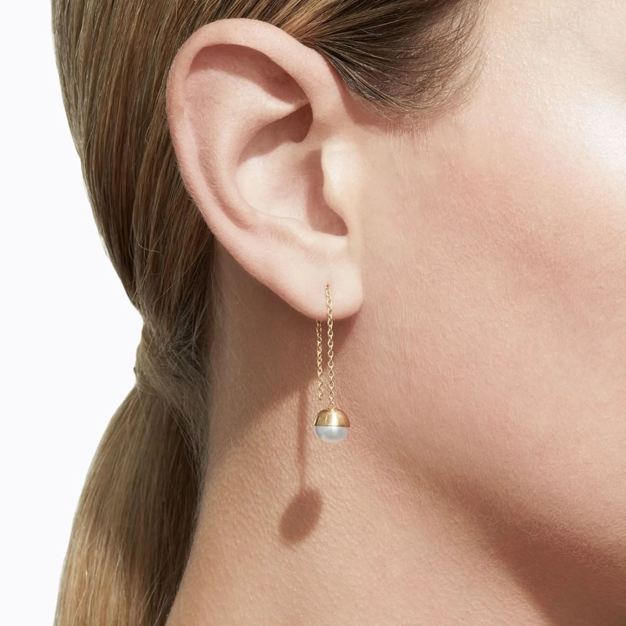 Tortoise-Shihara Jewelry*Shihara Half Pearl Chain Earring 0°