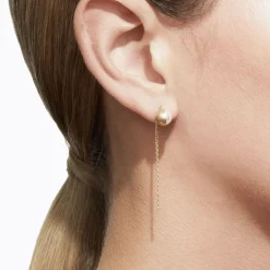 Tortoise-Shihara Jewelry*Shihara Half Pearl Chain Earring 90°