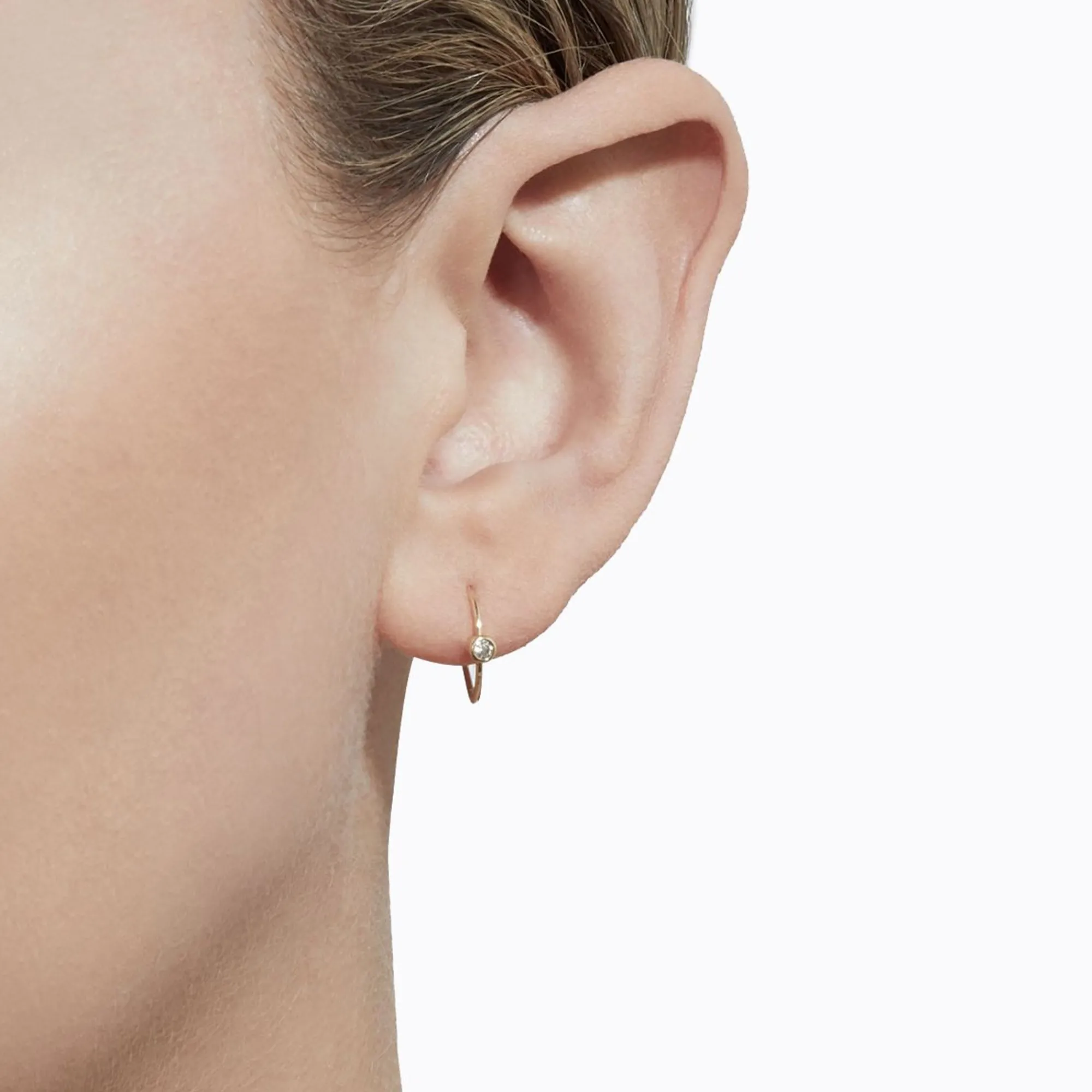 Tortoise-Shihara Jewelry*Shihara One-Stone Hoop Earring 01